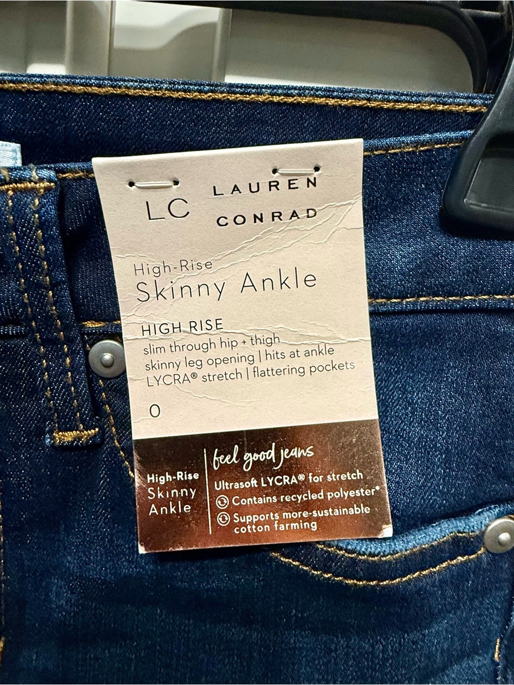 LC Lauren Conrad Dark Blue High-Rise Skinny Ankle Jeans